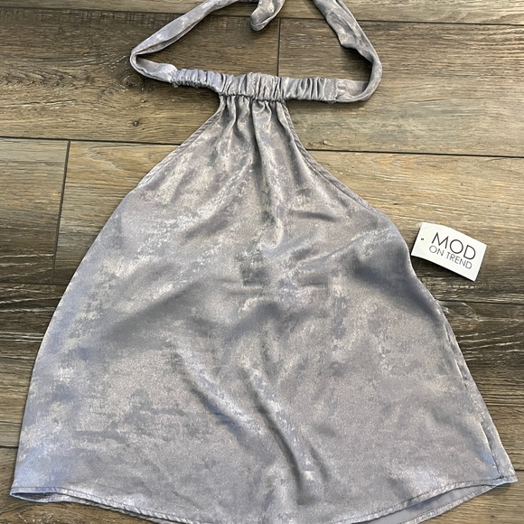 MOD metallic silver halter blouse, NWT - Picture 1 of 3